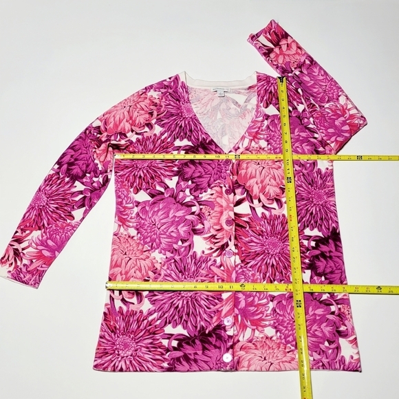 VTG Isaac Mizrahi Live Pink Floral Cotton Cardigan Women's (L) - Picture 9 of 10